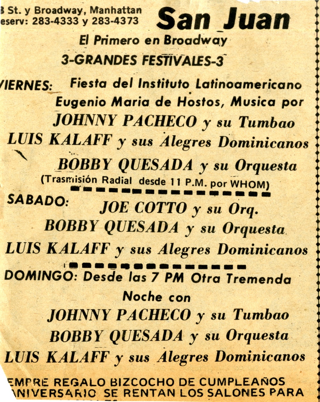 San Juan Theater Advertisement, circa 1968
