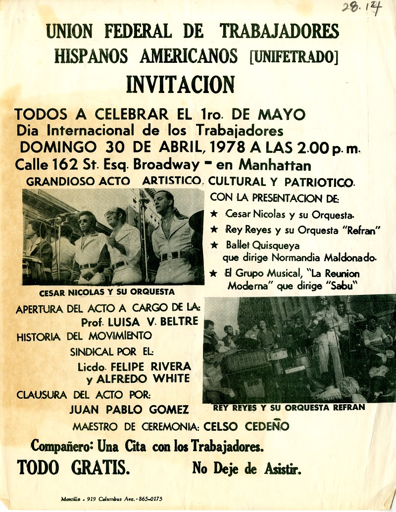 International Workers' Day Celebration Flyer, April 30, 1978