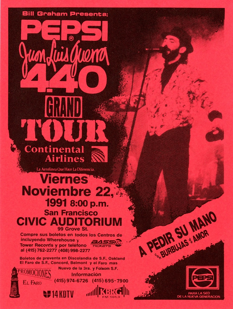 Juan Luis Guerra and 4.40 Concert Flyer, November 22, 1991