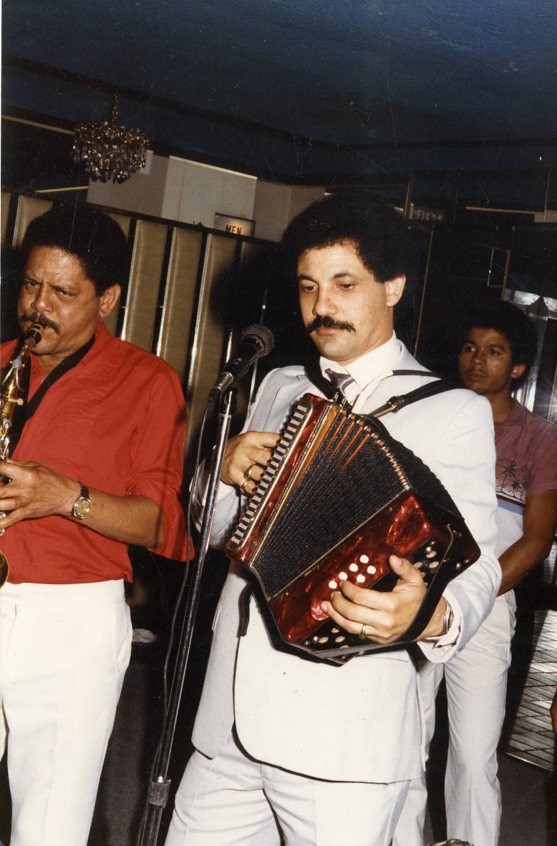 King De La Rosa playing his accordion, ca. 1988