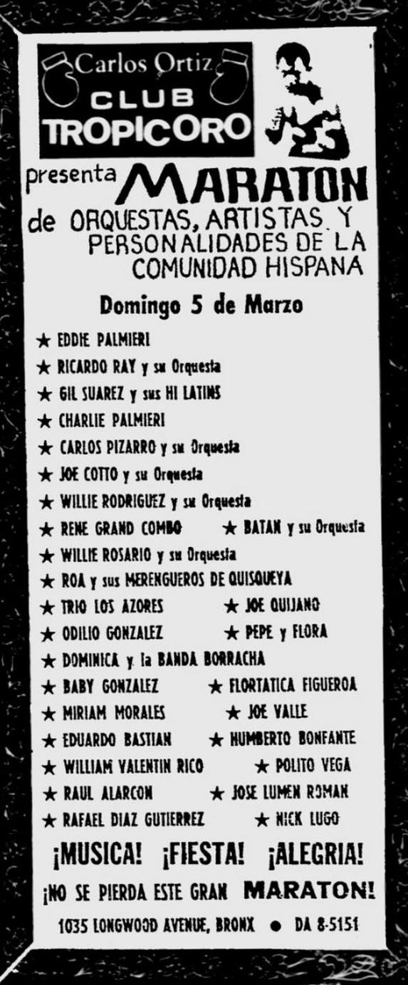 Club Tropicoro Advertisment, March 5, 1967