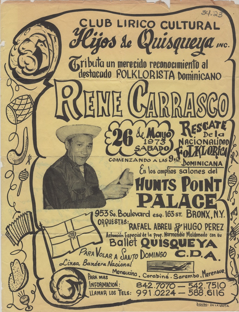 Tribute for Rene Carrasco by Club Lírico Cultural Hijos de Quisqueya, Inc., May 26, 1973
