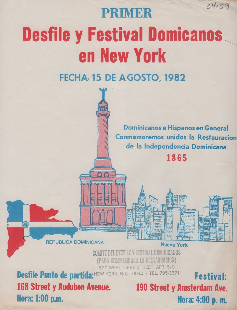 First Dominican Parade and Festival Flyer, August 15, 1982