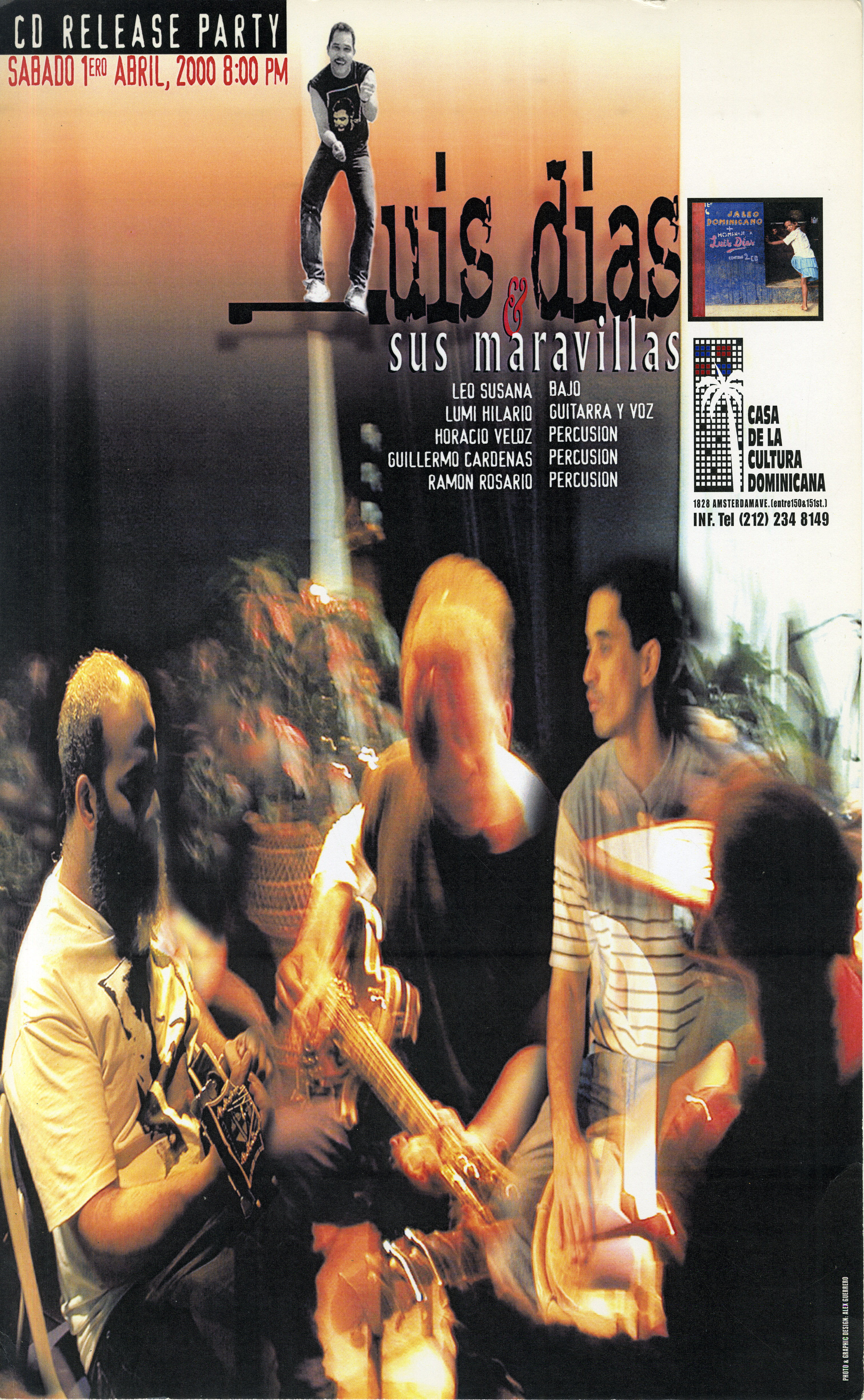 CD Release Party, Luis Días y sus maravillas Concert Poster, April 1, 2000