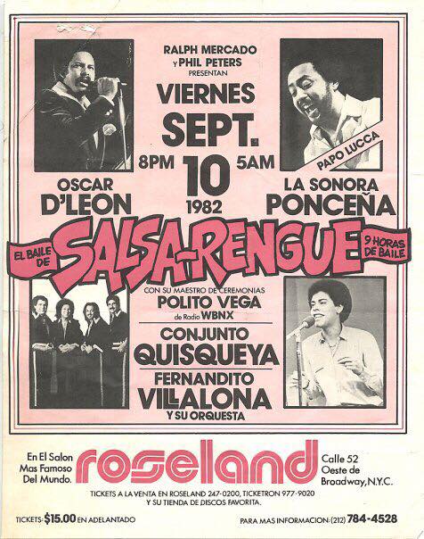 Roseland Ballroom Flyer, September 10, 1982