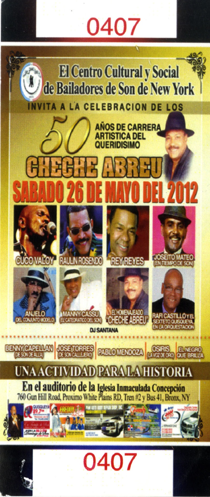 Celebration of Cheche Abreu’s Career Flyer, May 26, 2012