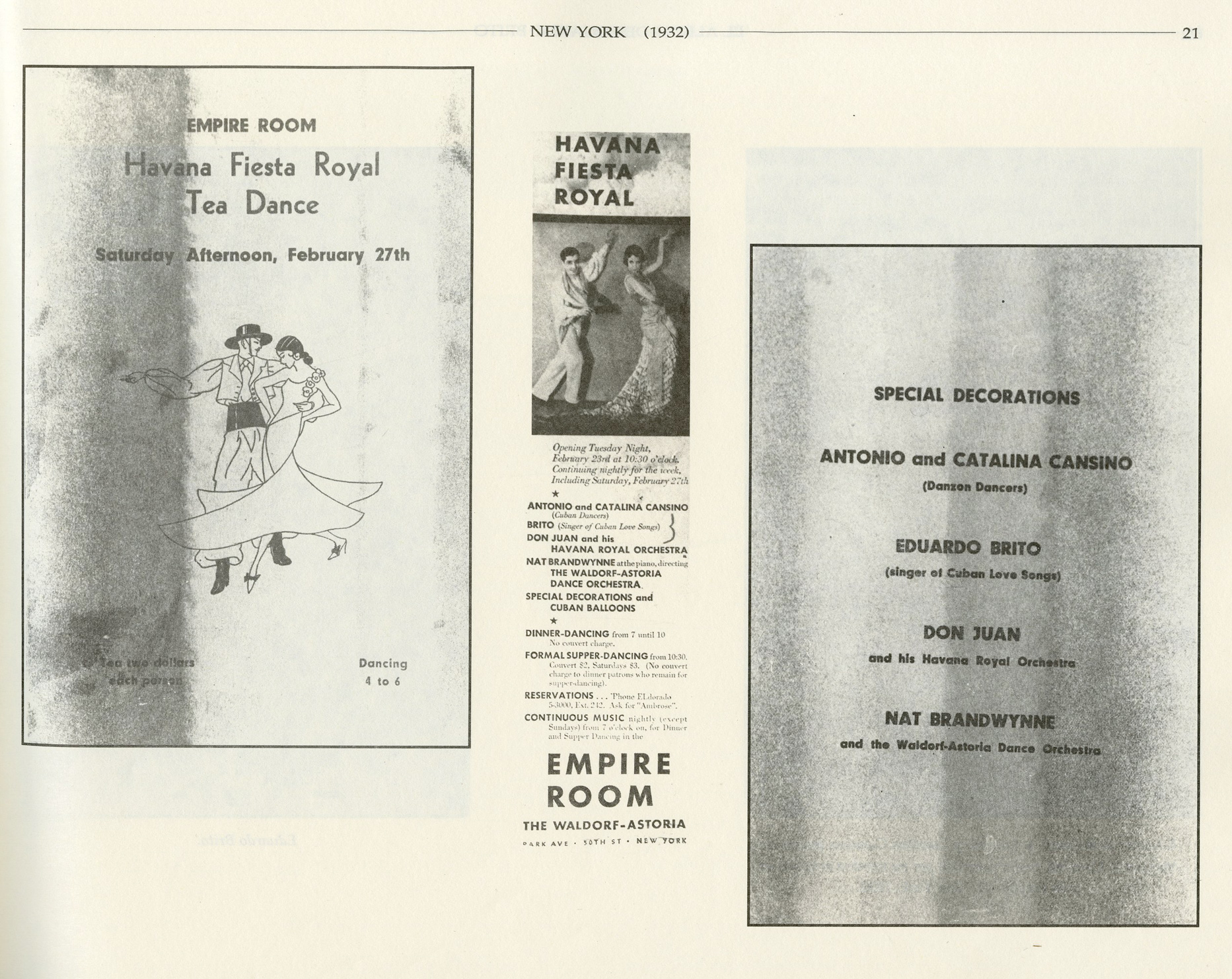 Havana Fiesta Royal Tea Dance Advertisement, ca. 1932