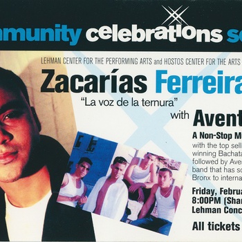 Zacarías Ferreira and Aventura Performance Postcard, Bronx, Lehman Concert Hall, February 22, 2002