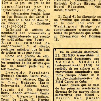 Telethon for Puerto Rico, October 16, 1970