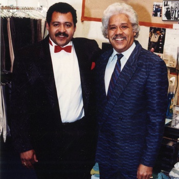 Dominican business owner Luis Cardín Peña and Johnny Pacheco, ca. 1990s