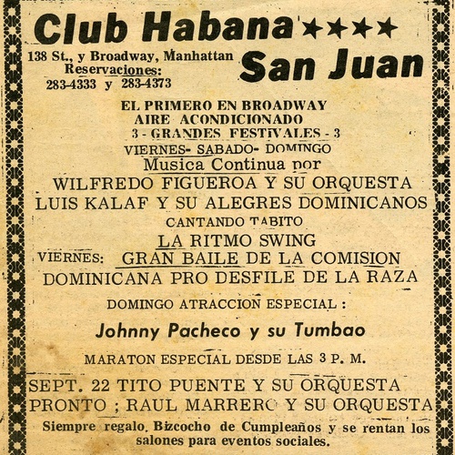 Advertisement of Dance organized by the Dominican Committee Pro Hispanic Day Parade, Club Habana San Juan, September 20, 1967