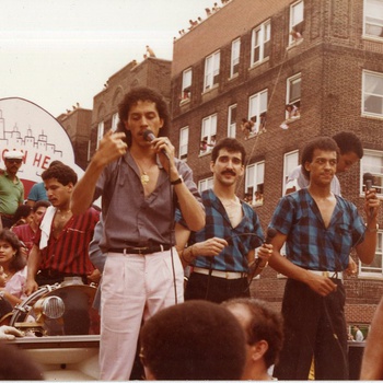 Nelson Cordero y su conjunto Elegante performing at the Dominican Day Parade and Festival, ca. 1980s