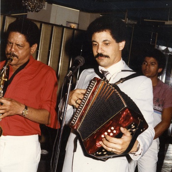 King De La Rosa playing his accordion, ca. 1988