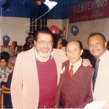 Charlie Palmieri, Luis Kalaff, and Manuel Duran at the Centro Cultural Deportivo Dominicano de Nueva York, ca. 1980